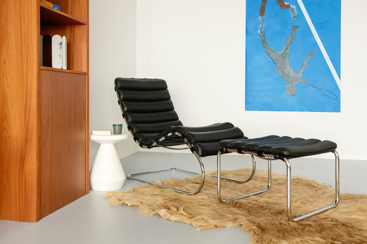 MR Chaise Longue and stool by Mies van der Rohe for Knoll