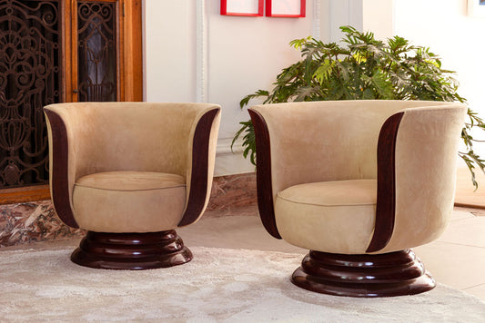 Pair of Art Deco Tulip Armchairs for Hotel Le Malandre