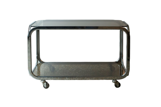 Elegant glass-topped trolley with rounded curves