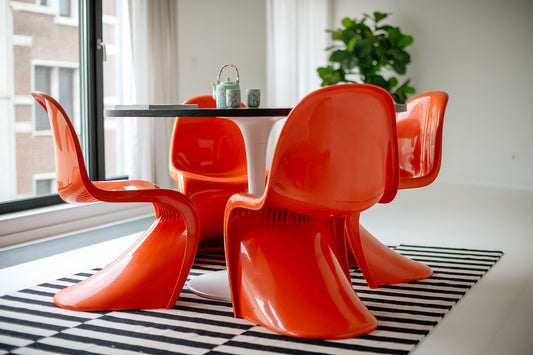 Set of 4 iconic orange Panton S chairs for Herman Miller