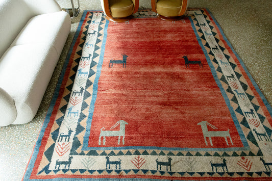 Colourful handcrafted floor rug