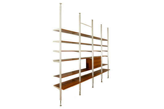 Adjustable wall rack with cocktail cabinet by Georges Nelson for Herman Miller