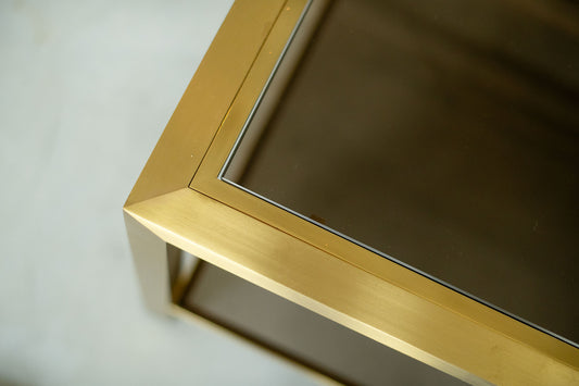 Tailor-made 1975 coffee table in polished brass