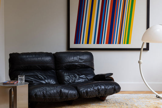 Marsala black leather sofa by Michel Ducaroy for Ligne Roset