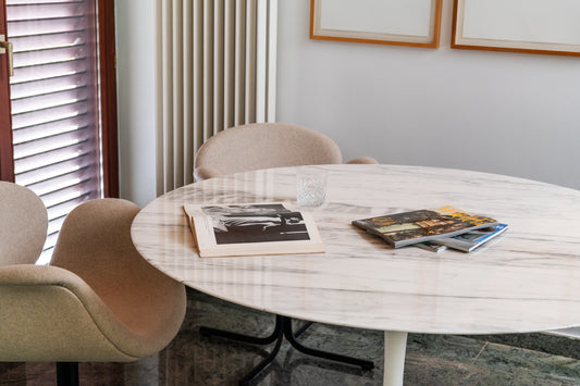 Table à manger Tulip avec plateau en marbre, conçue par Eero Saarinen pour Knoll, 1960