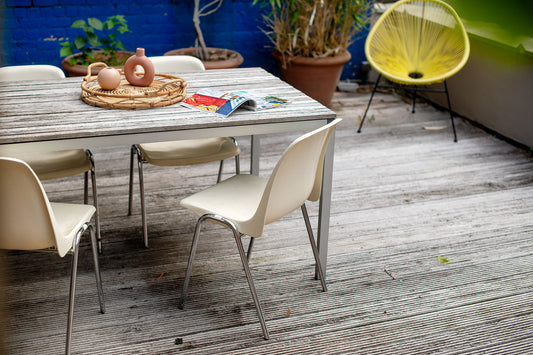 Set van vier off-white terrasstoelen