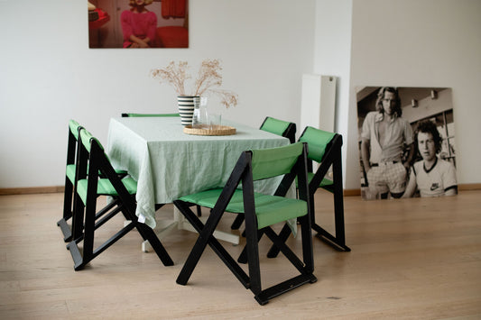 Set of 6 green folding chairs by Cor Germany