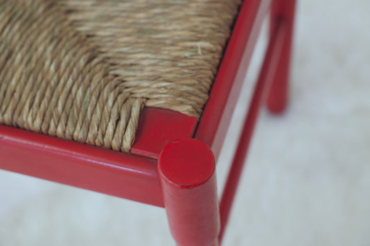Set of four red chairs